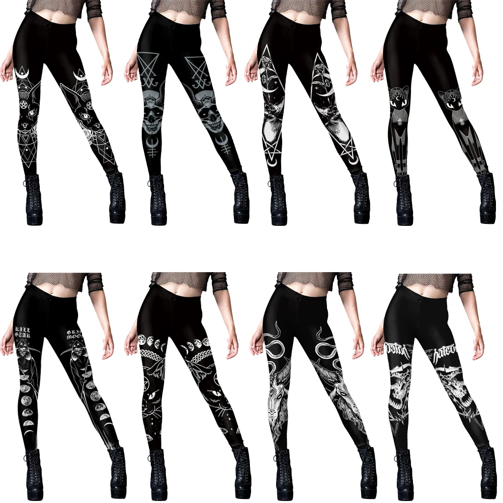 Yoga Fitness Holiday - Legging Wanita Gotik Seksi Pinggang Tengah