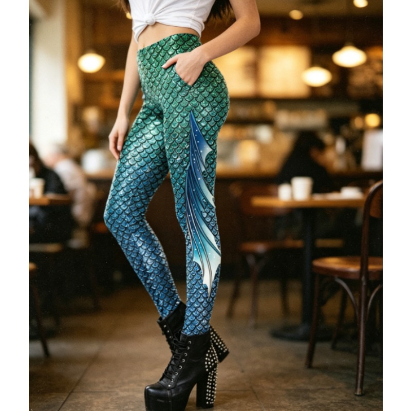 Yoga Fitness Holiday - Legging Cetak 3D Motif Sisik Duyung