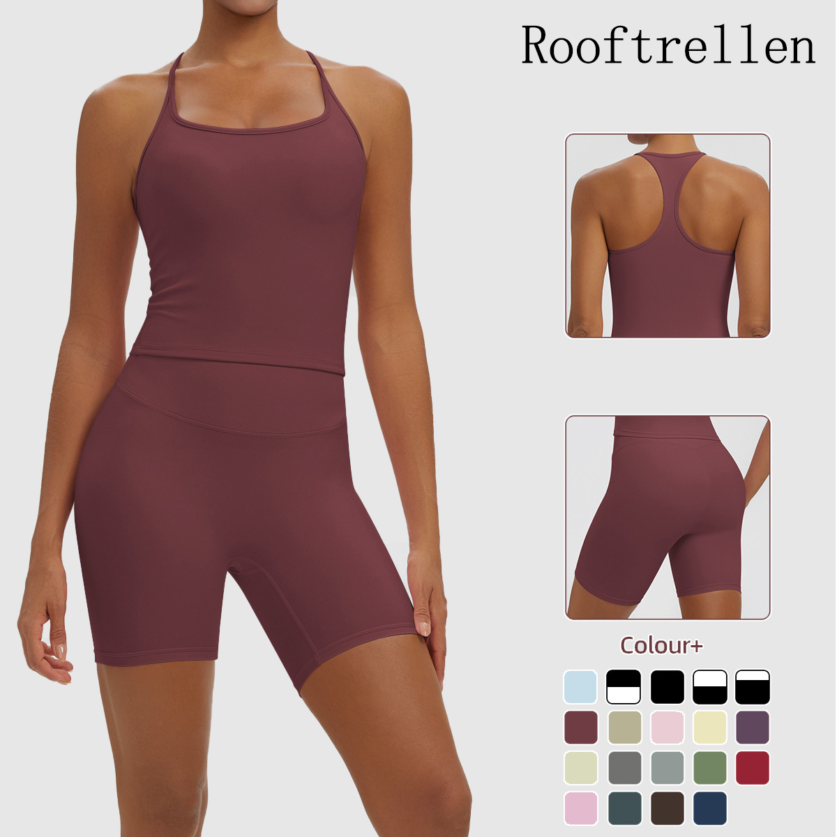Yoga Fitness Body - Rooftrellen 2PCS Set Yoga Warna Solid