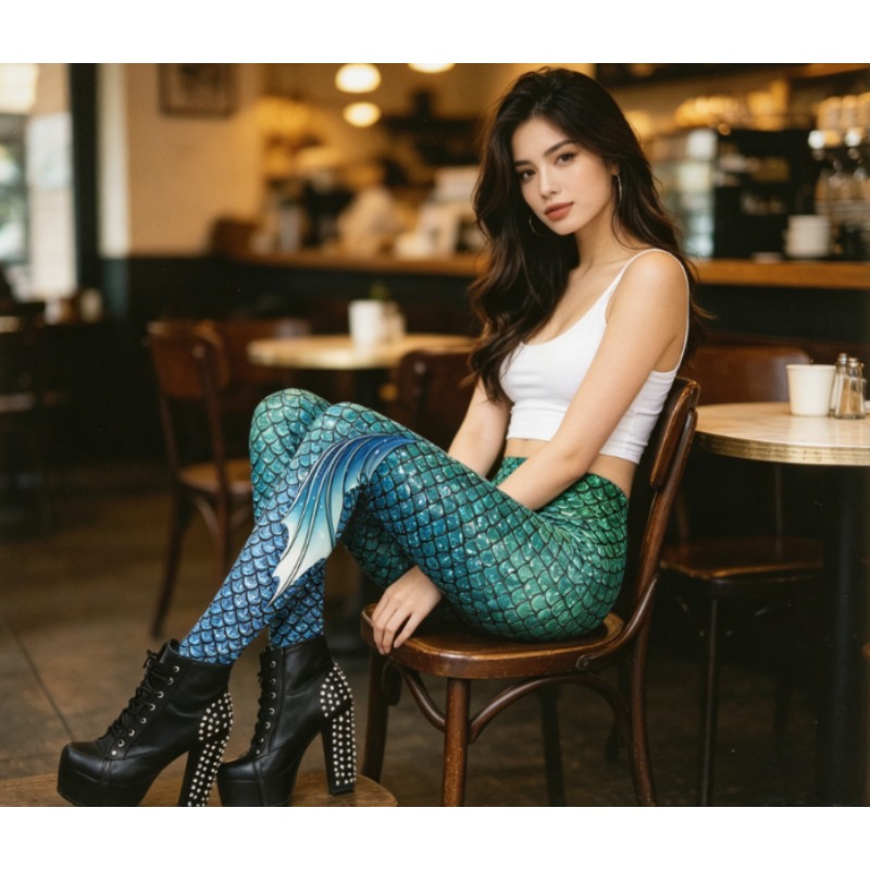 Legging Cetak 3D Motif Sisik D - Yoga Fitness Holiday ulasan dan harga