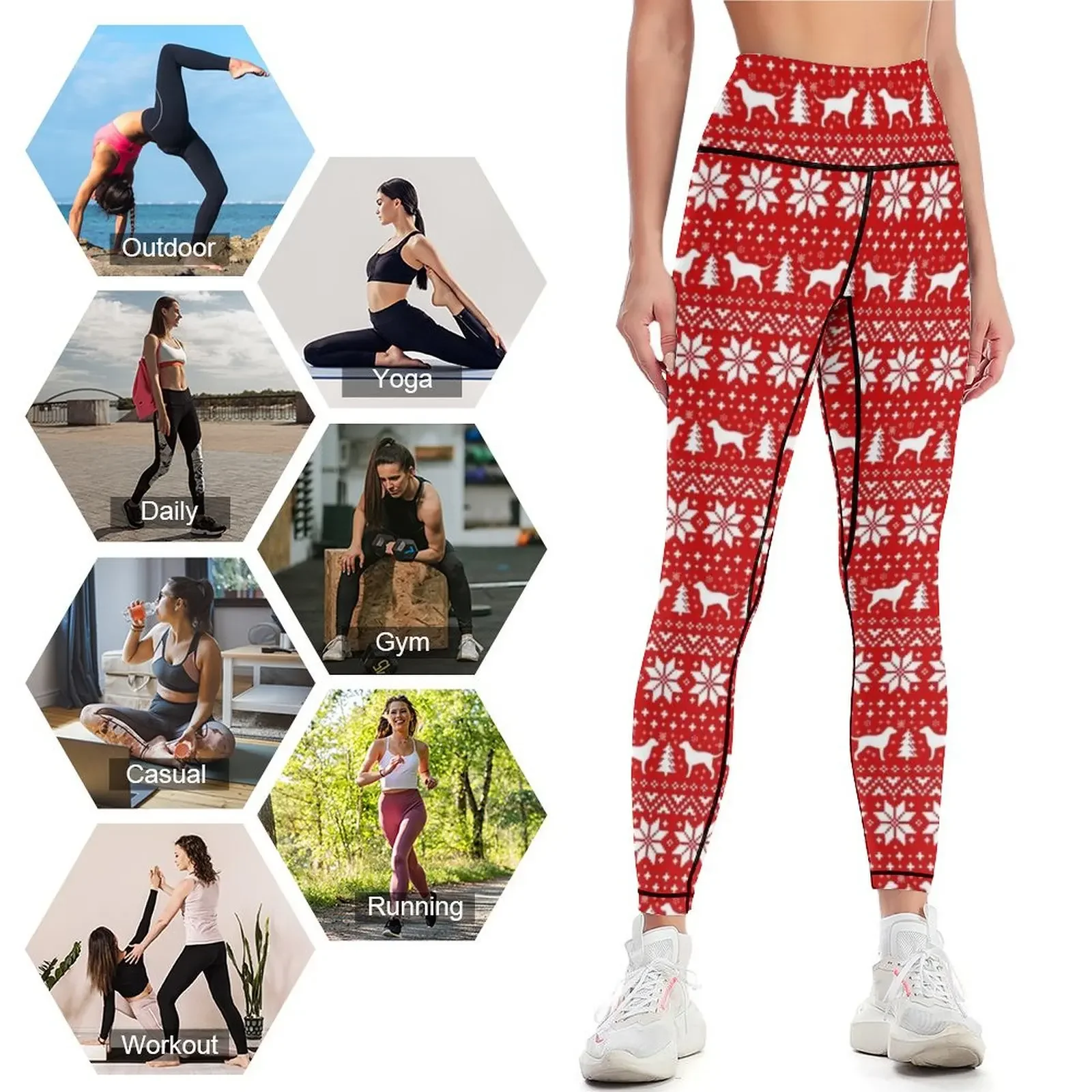 Legging Pola Liburan Natal den - Yoga Fitness Holiday ulasan dan harga